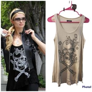 Lauren Moshi Ribbed Jewelery Skull tank